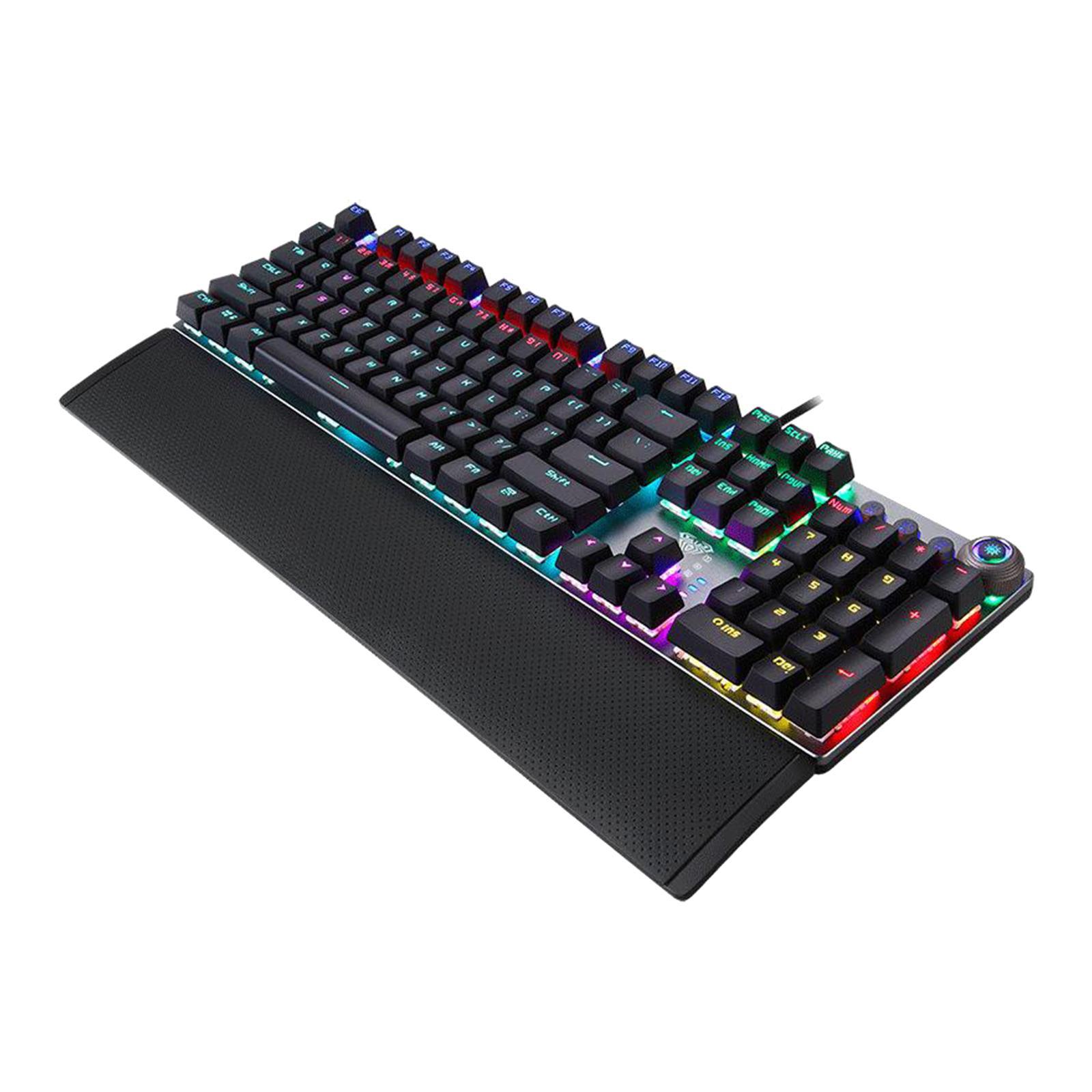 104 Keys LED Backlit Multi-function Roller Mechanical Keyboard with Manual