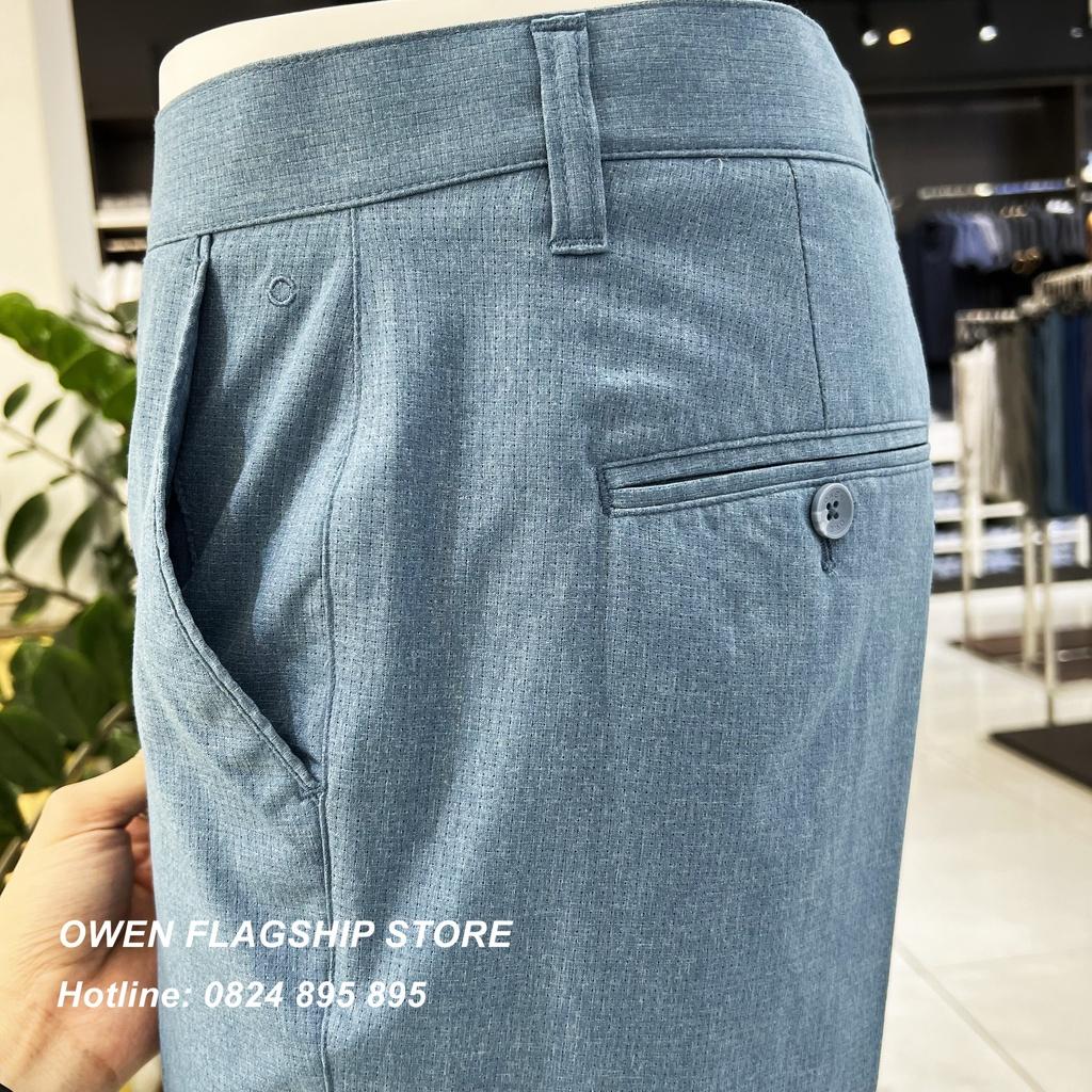 Quần short tây nam owen sợi Nano thoáng mát màu xanh nhạt SW231424