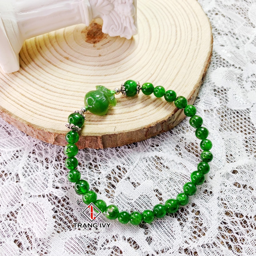 Vòng Tay Diopside Mix Túi Tiền Ngọc Bích