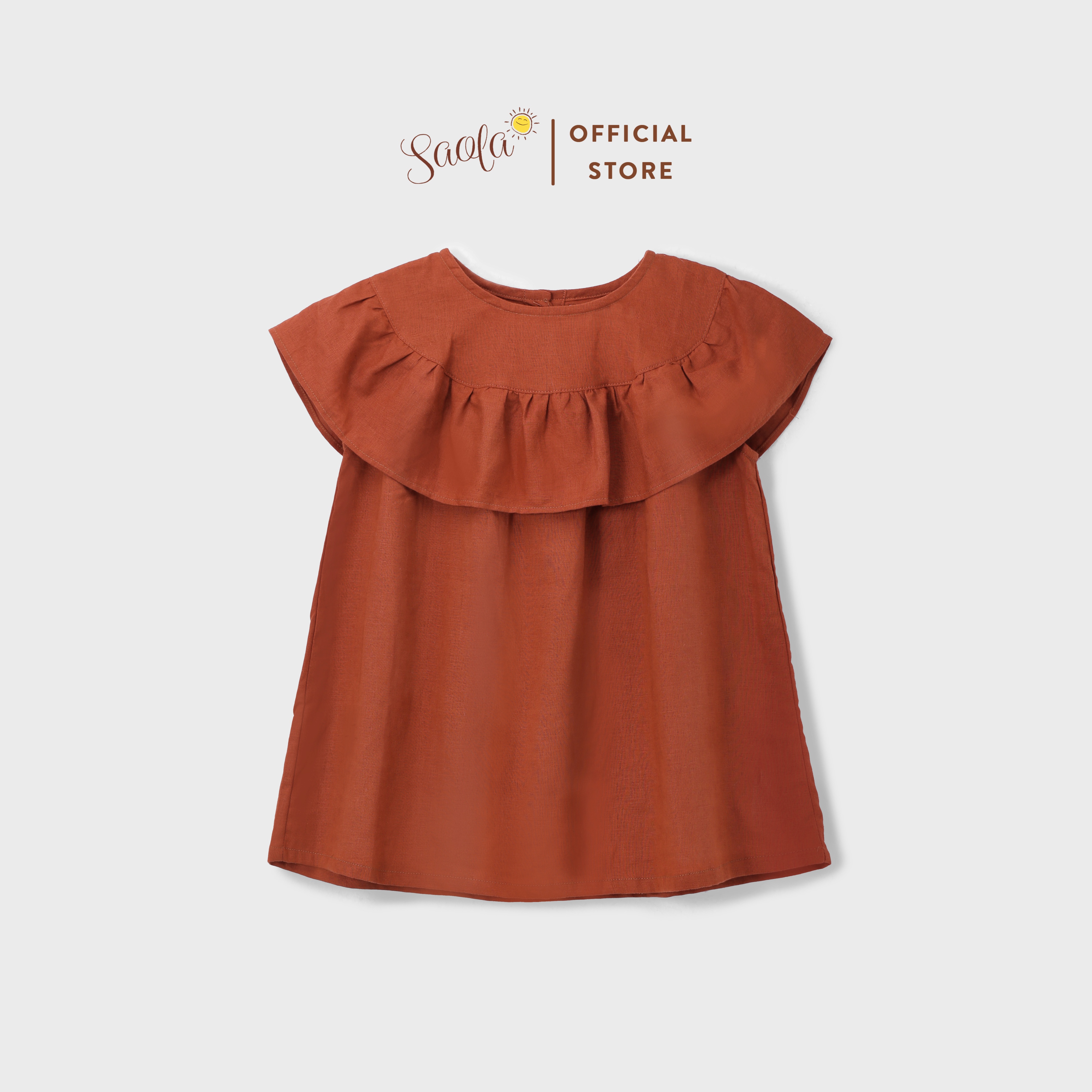 Đầm/ Váy Bé Gái Cổ Tròn Phối Bèo Chất Liệu Linen Thoáng Mát - MARION DRESS - DRL005 - SAOLA KIDS CLOTHING