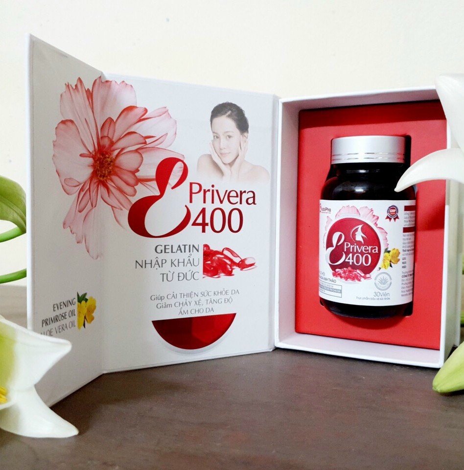 Viên Uống VITAMIN E 400 Đỏ Privera - Gelatin Nhập Khẩu Từ Đức - Hộp 30 Viên - Hỗ Trợ Cải Thiện Sức Khoẻ Da, Giảm Chảy Xệ, Tăng Độ Ẩm, Hạn Chế Lão Hoá Da