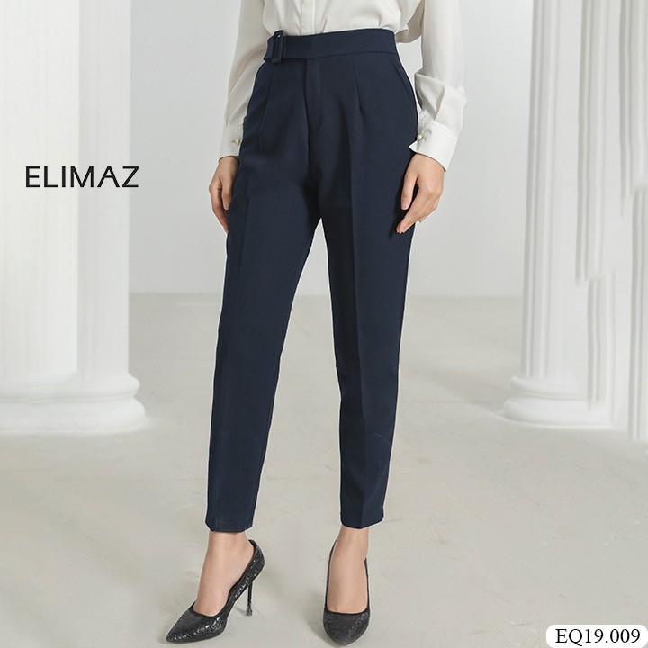 Quần Tây Âu Nữ Công Sở Lưng Cao Elimaz, Có Đai Eo Đính Khóa Vuông Ống Đứng EQ19.009