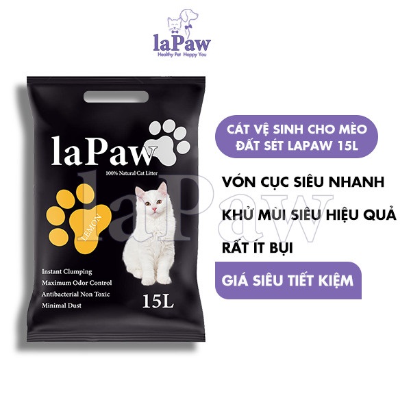 Cát vệ sinh cho mèo laPaw đất sét tự nhiên khử mùi, vón cục, thấm hút 15L