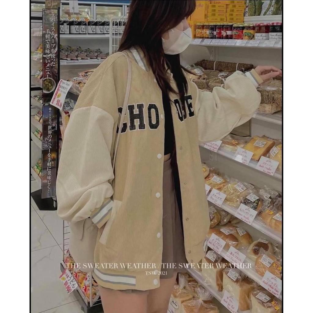 ÁO BOMBER CHỮ DÁNG THỤNG SIÊU HOT - ÁO KHOÁC NỈ KIEUR DÁNG HÀN QUỐC