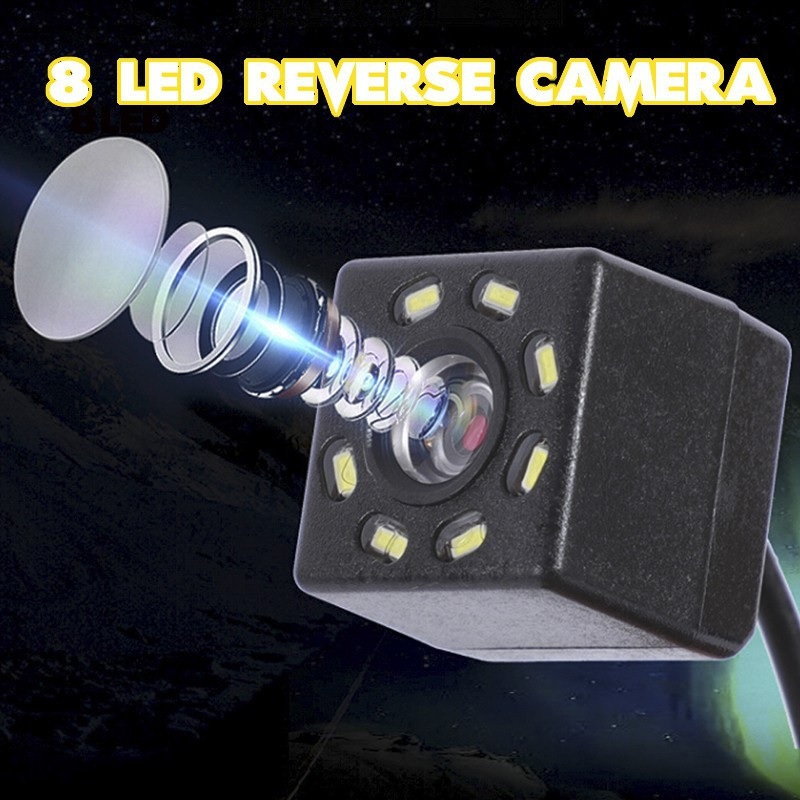 Camera Lùi Dành Cho Ô Tô Chống Nước 8 LED Vuông - Hàng Nhập Khẩu