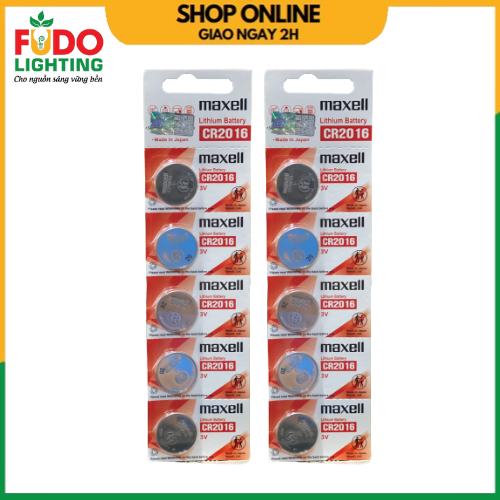 Combo 10 viên Pin Maxell CR2016 lithium 3v dùng cho remote, khóa điện tử, điều khiển, đồng hồ, cân điện tử,…