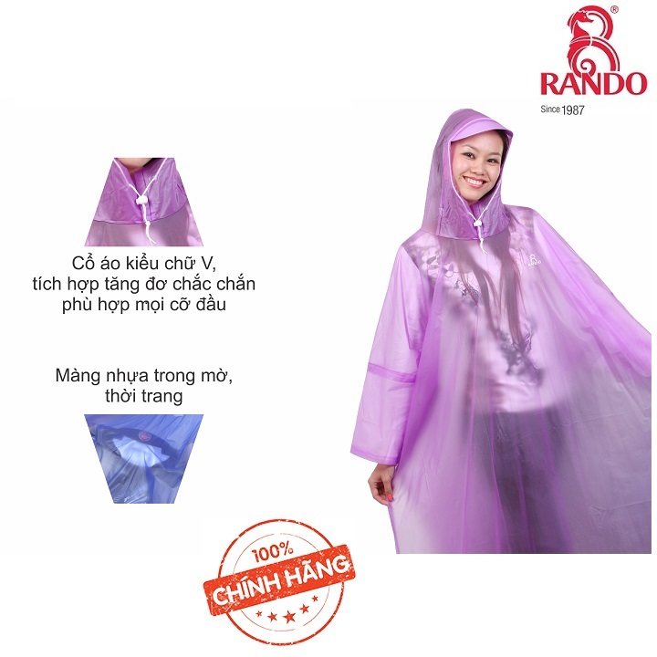 Áo mưa Rando Poncho cổ rùa trong màu Freesize ( GIAO MÀU NGẪU NHIÊN) giúp che chở cho người thân yêu của bạn