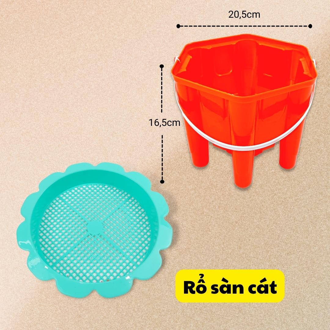 Đồ chơi xúc cát xô đi biển lâu đài cát có cây thụt nước HT7662