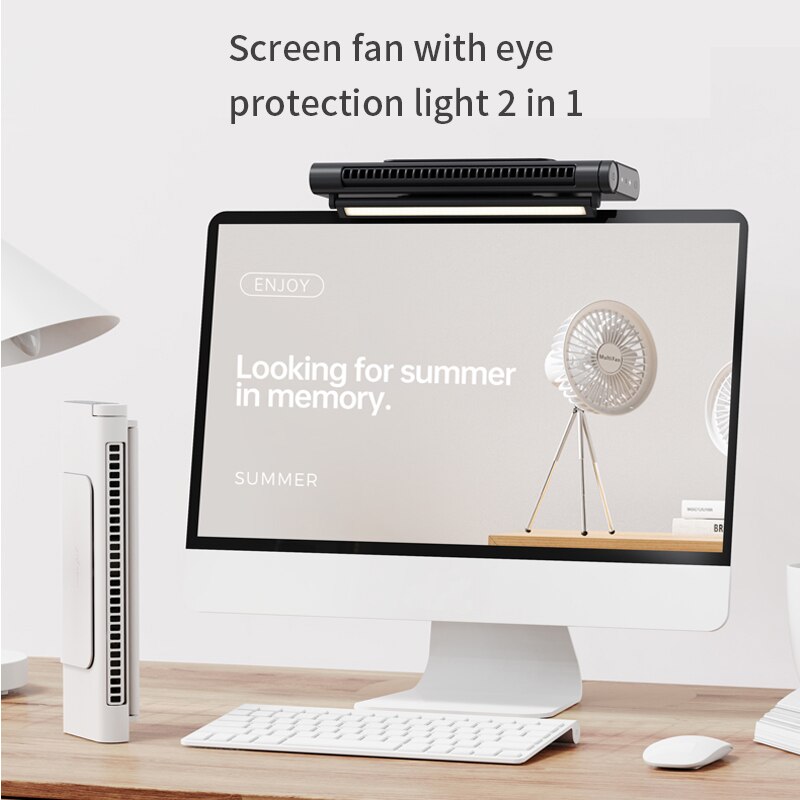 Đèn treo màn hình 3 tông màu điều chỉnh độ sáng kiêm quạt làm mát Portable Air Conditioner 2000mAh