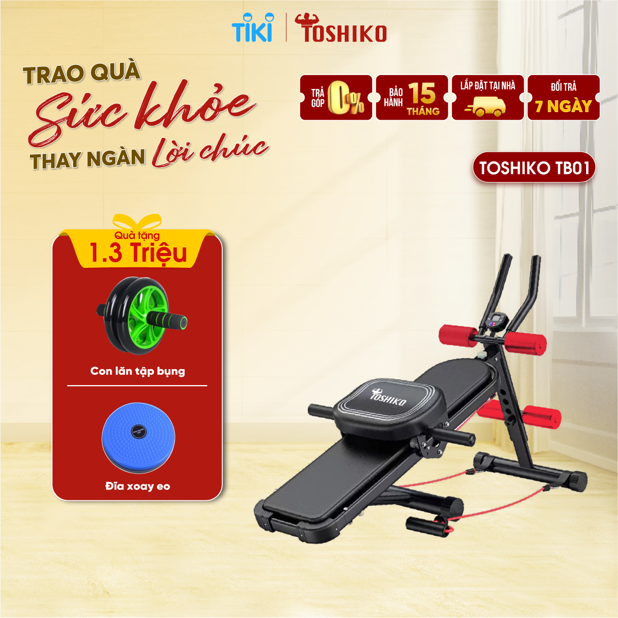 Máy Tập gym gập bụng thể dục thể thao Toshiko TB01