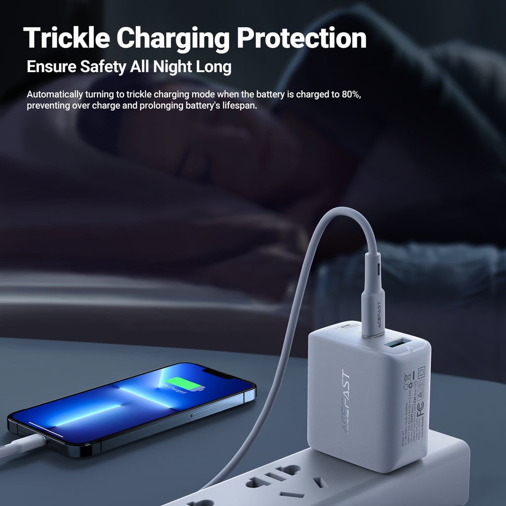 Sạc Acefast PD3.0 32W 2 cổng USB-C+USB-A - A7 Hàng chính hãng Acefast
