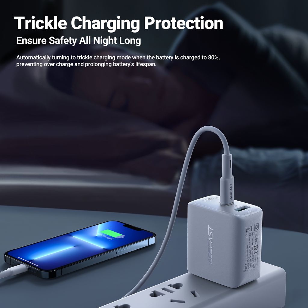 Sạc Acefast PD3.0 32W 2 cổng USB-C+USB-A (US) - A7 Hàng chính hãng Acefast