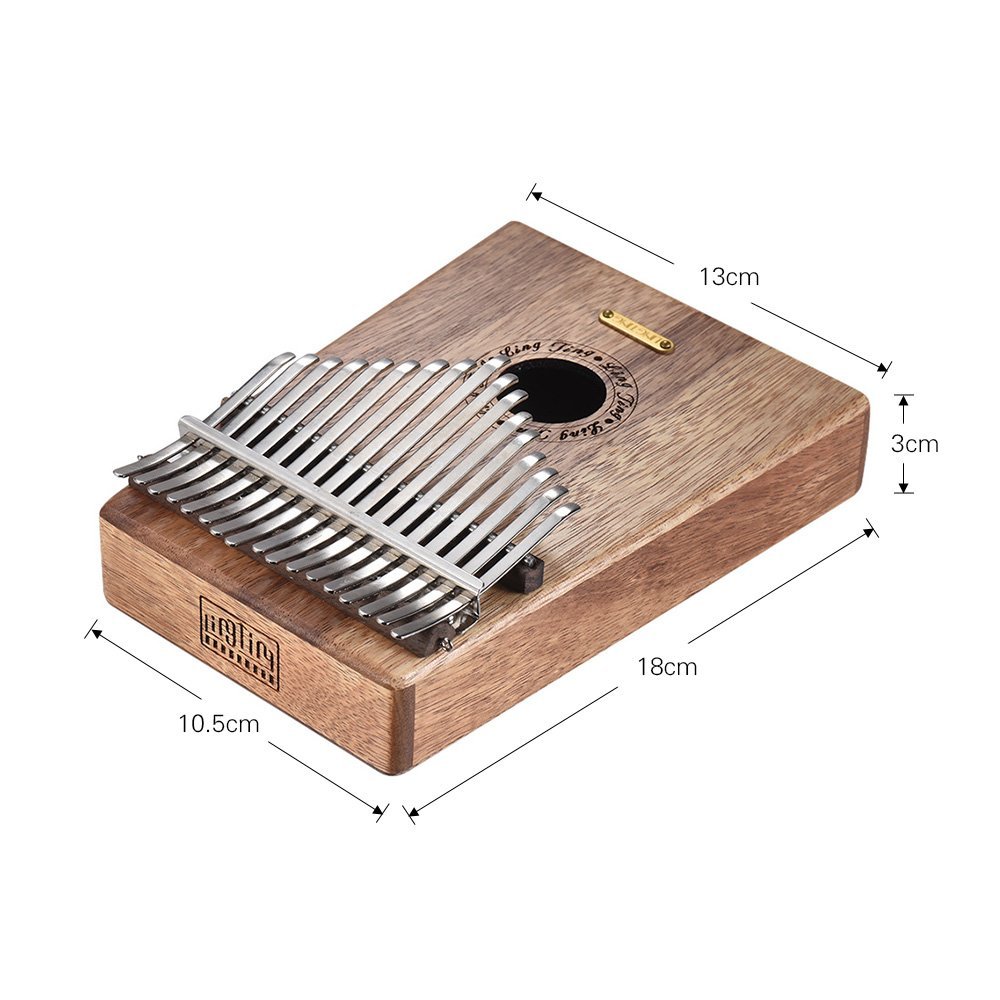 Đàn Kalimba LingTing 17 Phím Gỗ Hoàng Đàn LT-K17Y (Hộp cứng chống sốc, Búa chỉnh âm, Dây treo trang trí, Khăn lau, Sticker dán note, Sách học, Ling Ting K17Y) - Kèm Kèn Kazoo DreamMaker.