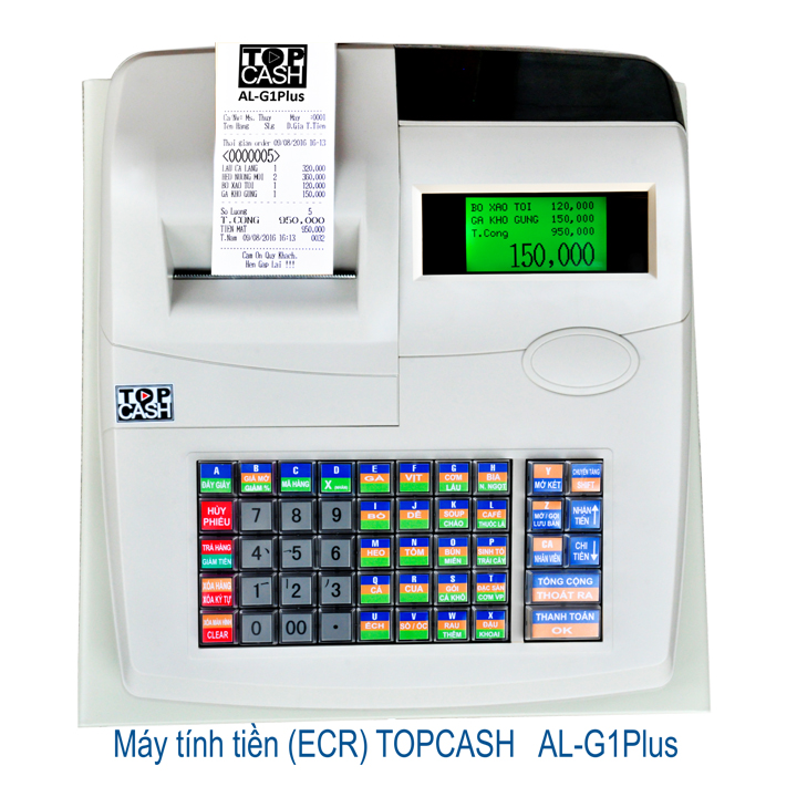 Máy bán hàng với phần mềm bán hàng vĩnh viễn cài đặt sẵn + máy in hóa đơn tính tiền + két tiền theo - TOPCASH AL-G1P - Hàng chính hãng