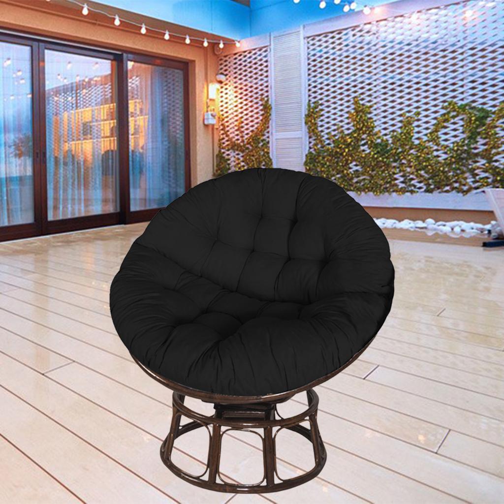 Swing Hanging Egg Rattan Chair Round Cushions Outdoor Garden Patio Hammock Black