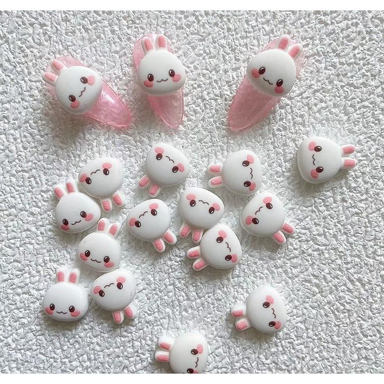 charm thỏ trắng trang trí nail