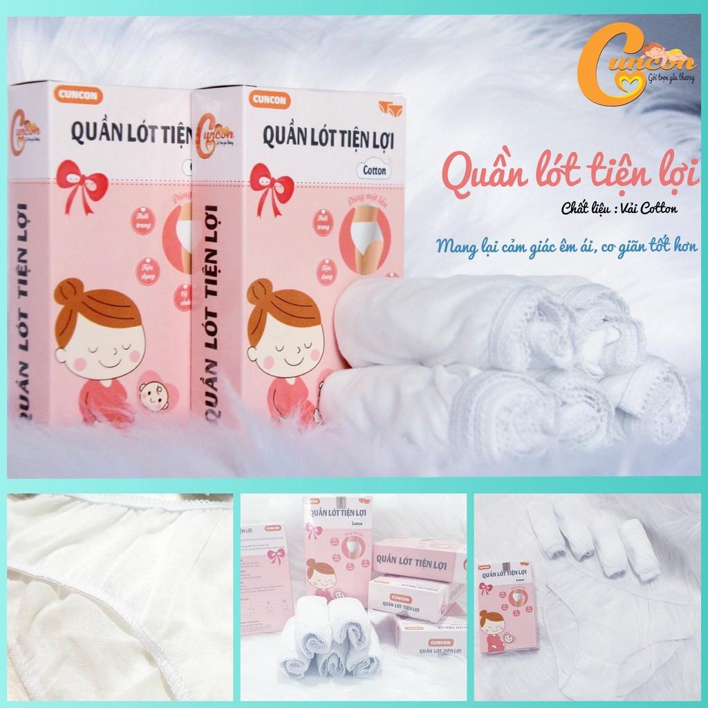 Hộp 5 cái Quần Lót Tiện Lợi CUNCON Cotton cho mẹ bầu, mẹ đi sinh | Vệ sinh, mềm mại, thoáng mát, co giãn thoải mái