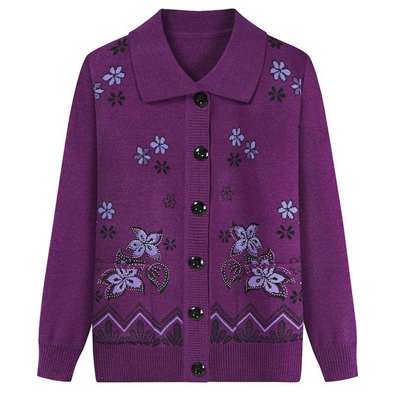 Áo khoác len cardigan trung niên nữ cho bà cho mẹ_ áo len dệt kim thêu hoa cao cấp