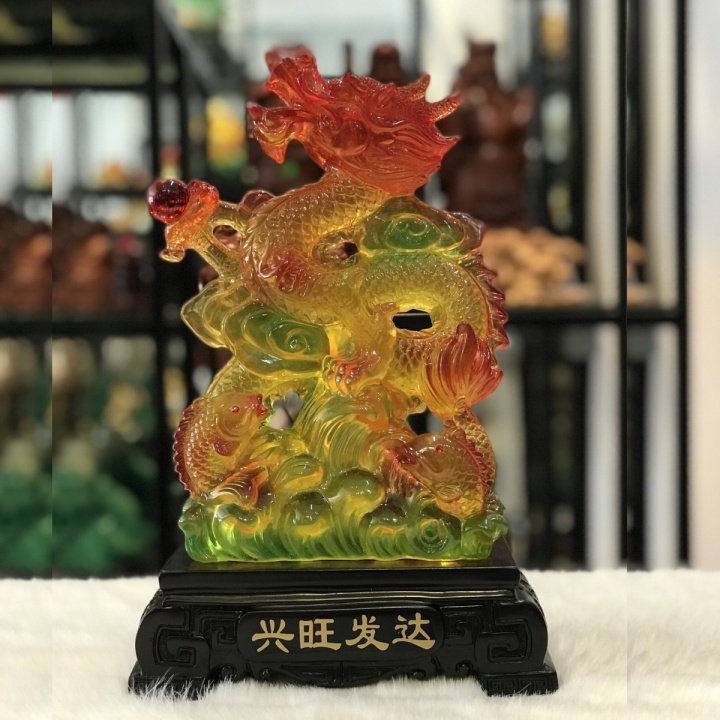 Rồng Phong Thủy Đứng Ngậm Châu Kích Thước Trung