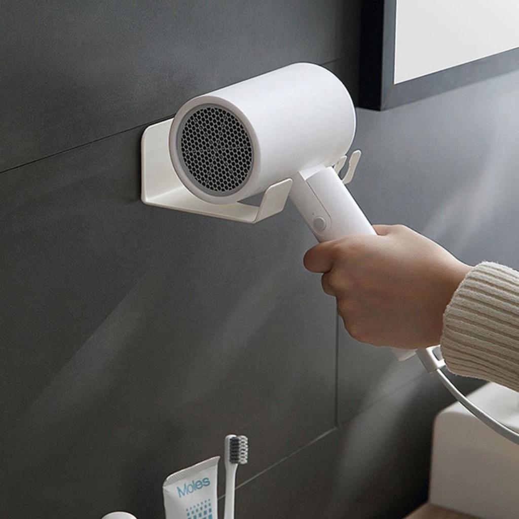 Giá treo máy sấy tóc, giá đựng đồ trong nhà tắm không cần khoan đục