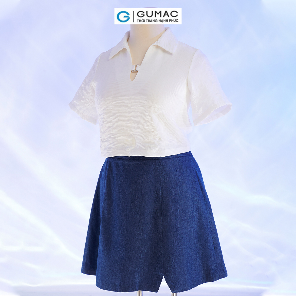 Chân váy A bigsize xẻ trước thời trang GUMAC VD10036