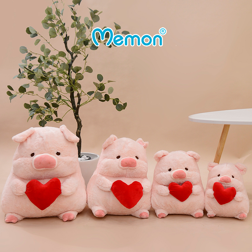 Gấu Bông Heo LuLu Ôm Tim 30cm - 55cm Cao Cấp Memon, Heo Bông LuLu Cao Cấp