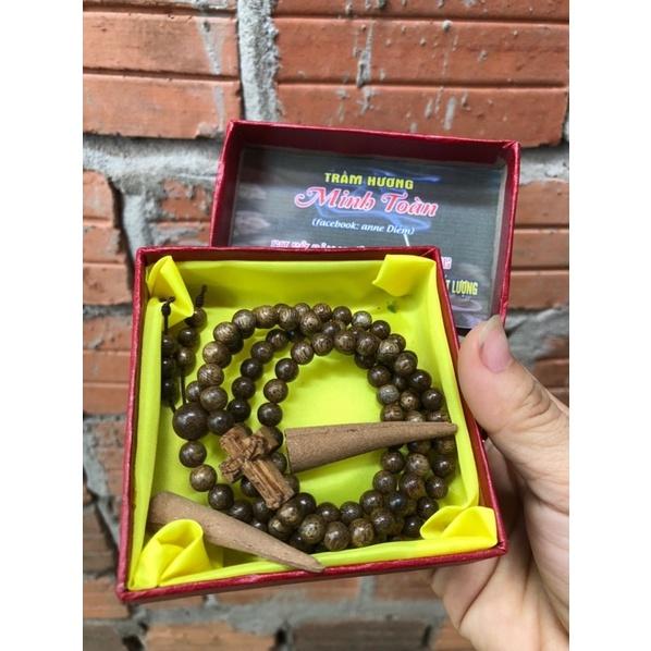 VÒNG CHUỖI trầm hương 108 hạt 6li mix Thánh giá