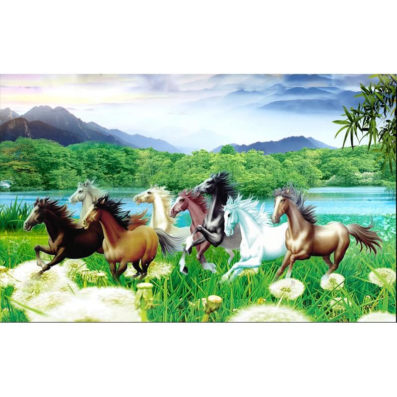 Tranh dán tường Tranh Mã đáo thành công phú quí, Tranh dán tường 3d hiện đại