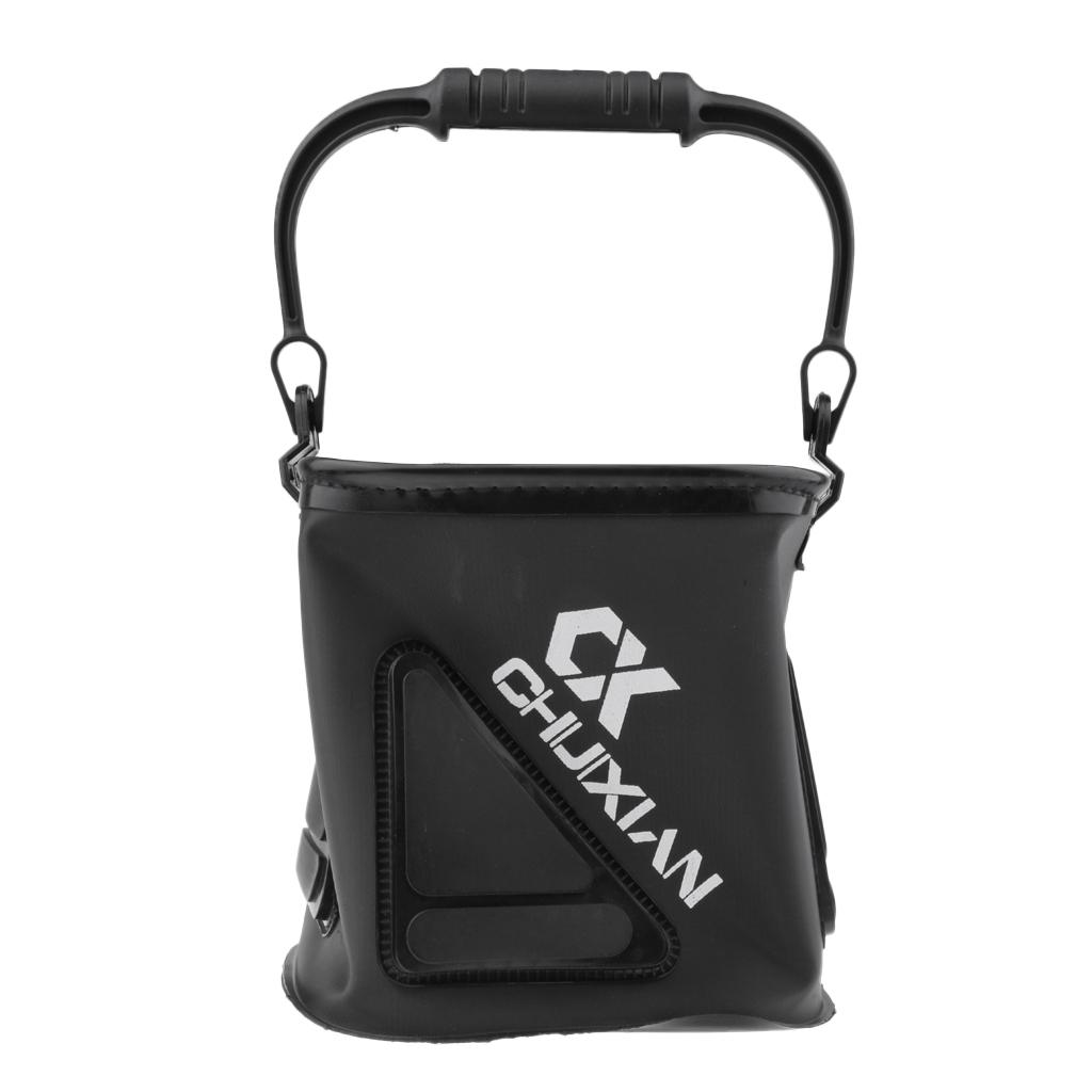 Collapsible Folding Fishing Bucket Outdoor Camping Panic Water Bucket Black