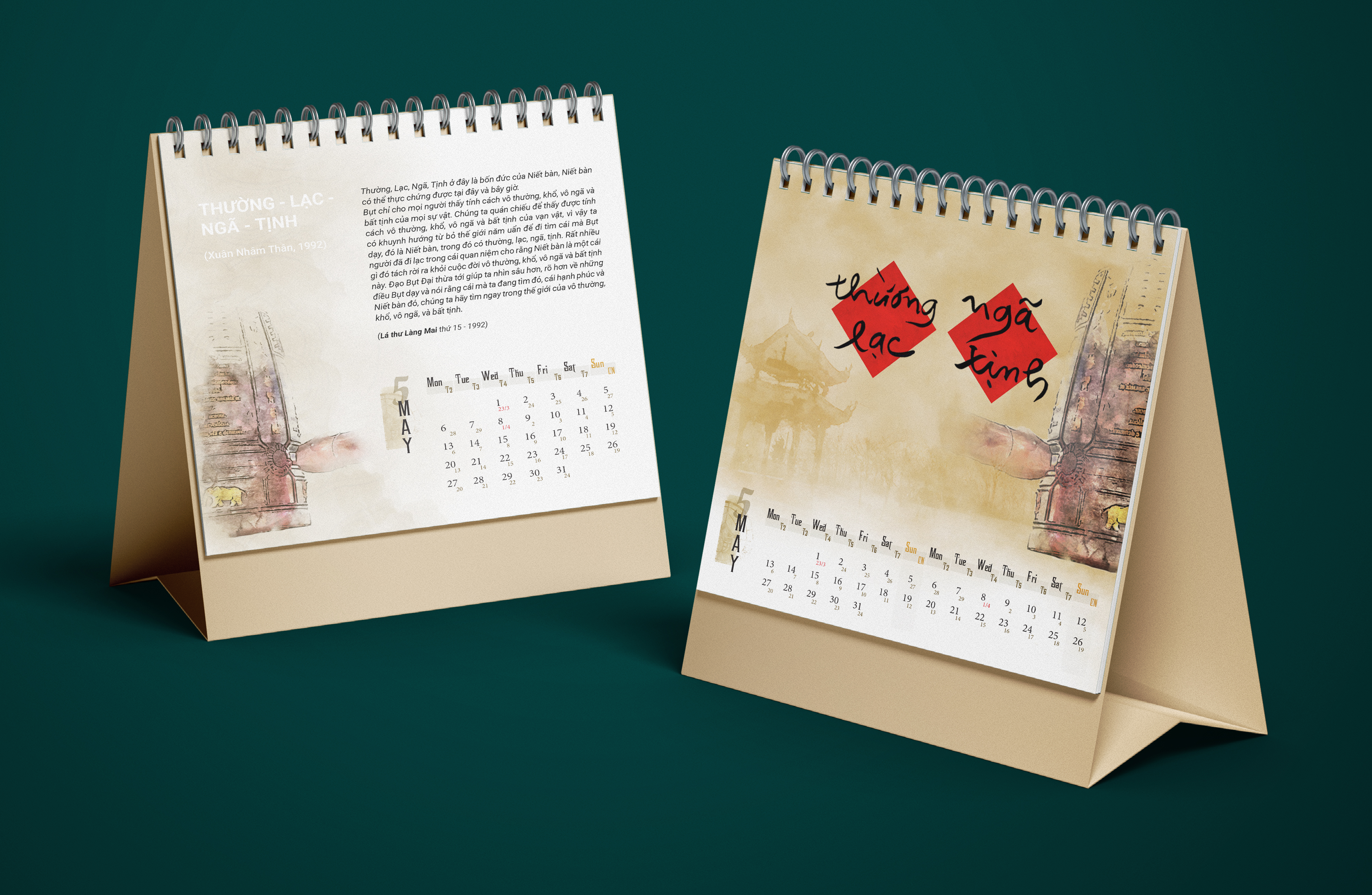 BỘ LỊCH THƯ PHÁP LÀNG MAI XUÂN GIÁP THÌN 2024 - CÂU ĐỐI TẾT - LỊCH BÀN 2024 - THÁI HÀ BOOKS