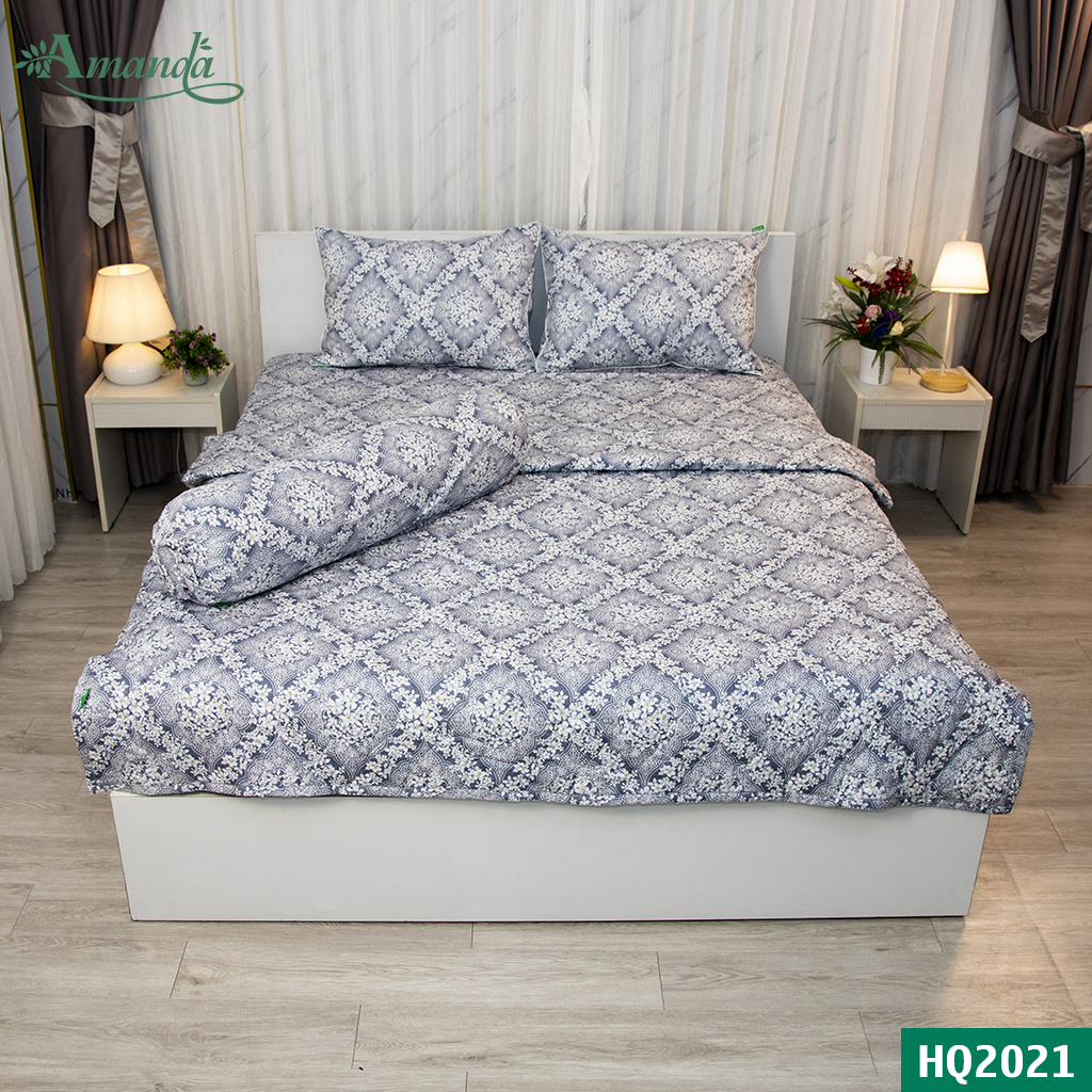 Vỏ gối nằm Amanda HQ2021, vải cotton lụa satin Hàn Quốc, không bị phai màu hay xù lông sau khi giặc