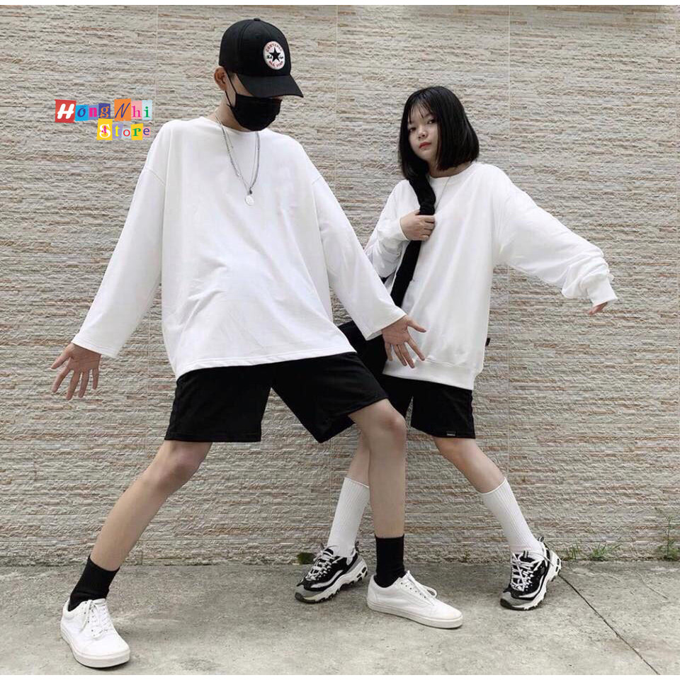 Áo Thun Tay Dài Trơn Dáng Rộng Màu Trắng Long Tee White Unisex - MM