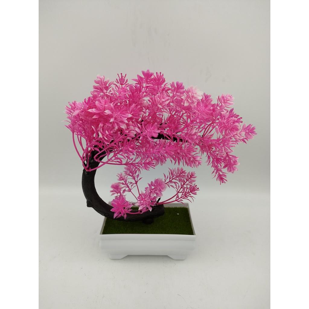 Cây giả Bonsai hoa rực rỡ , chậu cây giả để bàn, kệ tủ, trang trí nhà cửa