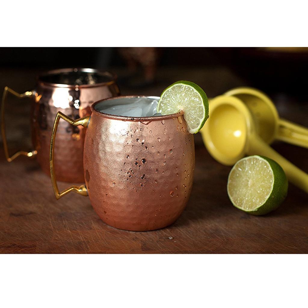 4PCS STAINLESS STEEL WITH COPPER PLATED MOSCOW MULE CUP MUG Hammered