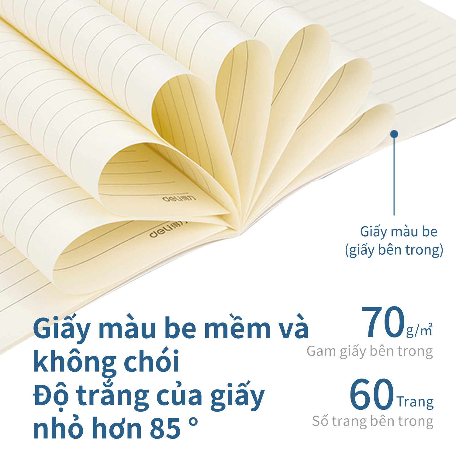 Sổ Tay Ghi Chép Khâu Gáy B5 Deli 60 Trang - 1 Quyển - Màu Ngẫu Nhiên Đen Trắng - FB560-N01