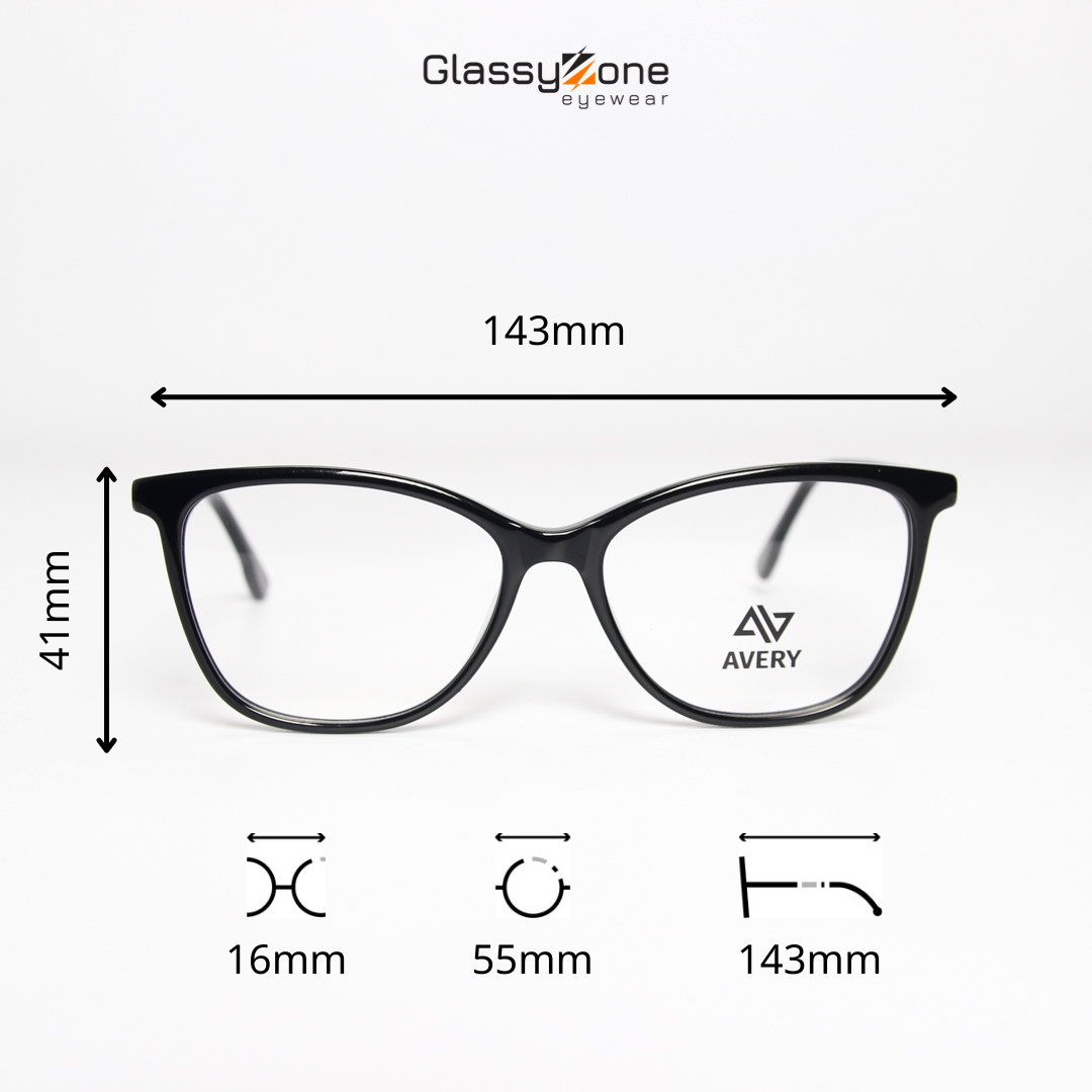 Gọng kính cận, Mắt kính giả cận Acetate Form mắt mèo Nữ Avery 28018 - GlassyZone