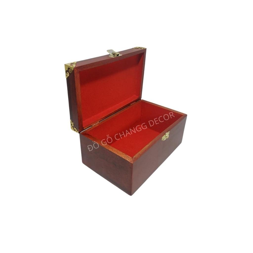 Hộp đựng dấu Gỗ hương lót nhung có tay xách