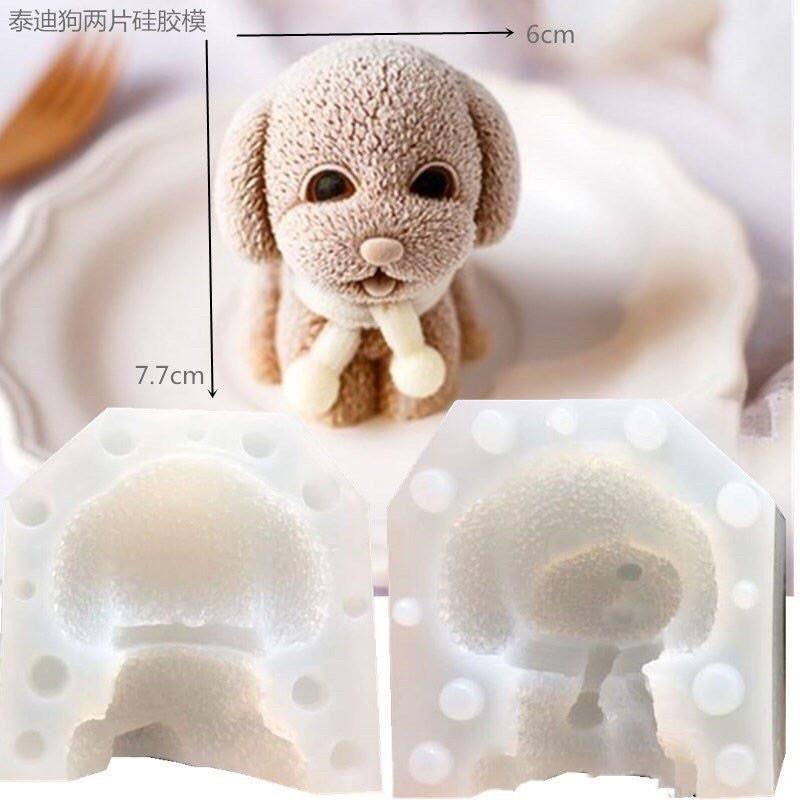 Khuôn silicon làm đá hình chó xù quàng khắn