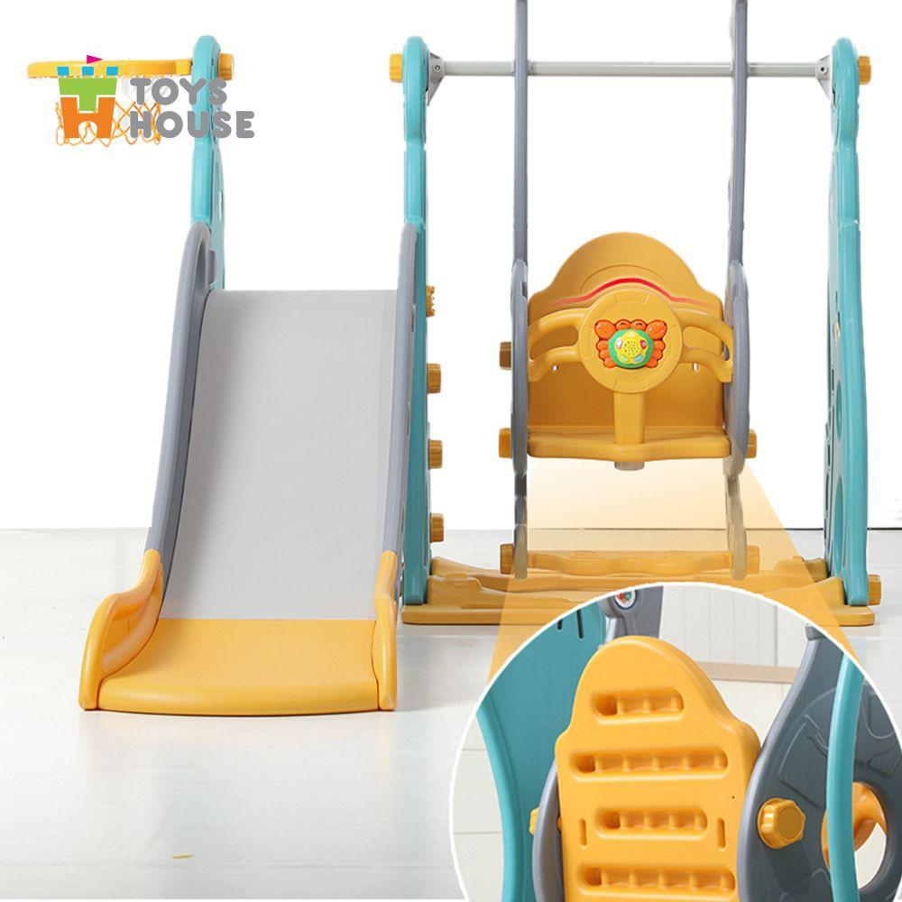 Xích đu kèm khung bóng rổ và cầu trượt, đồ chơi vận động cho bé Toys house WM19020, hàng chính hãng cao cấp