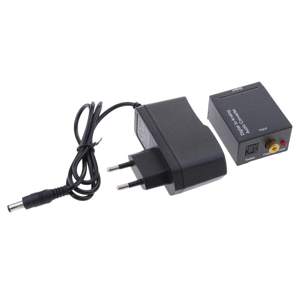 Digital Optical Coax to Analog RCA Audio Converter Adapter with EU plug