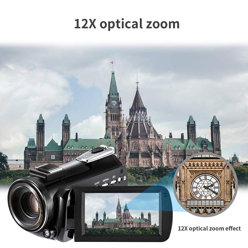 Máy Quay Video 4K Chuyên Nghiệp Youtube Phát Trực Tiếp Ordro AC5 Zoom Quang Học 12X Máy Quay Kỹ Thuật Số Blogger Vlogging Filmadora
