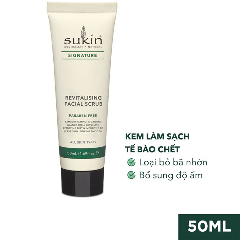 Bộ Đôi Làm Sạch Da, Loại Bỏ Tế Bào Chết Sukin Signature Sữa Rửa Mặt Tạo Bọt Foaming Facial Cleanser 125ml &amp; Kem Tẩy Tế Bào Chết Revitalising Facial Scrub 50ml