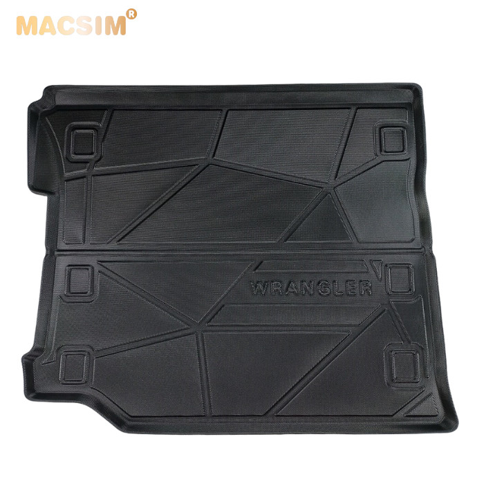 Thảm lót cốp xe ô tô Jeep Wrangler Rubicon New 2019-đến nay nhãn hiệu Macsim chất liệu TPV cao cấp màu đen hàng loại 2