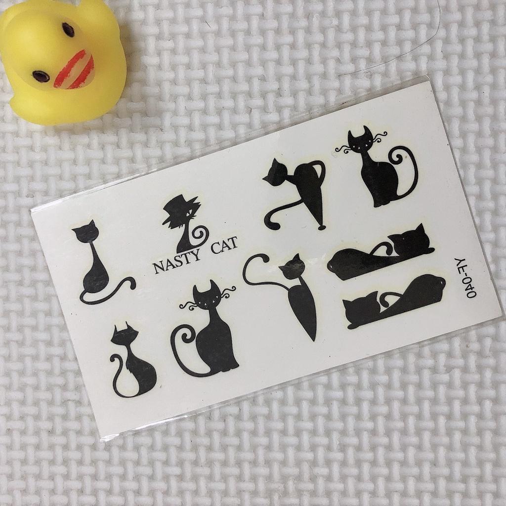 Combo 6 tấm hình xăm dán mèo 10x6cm