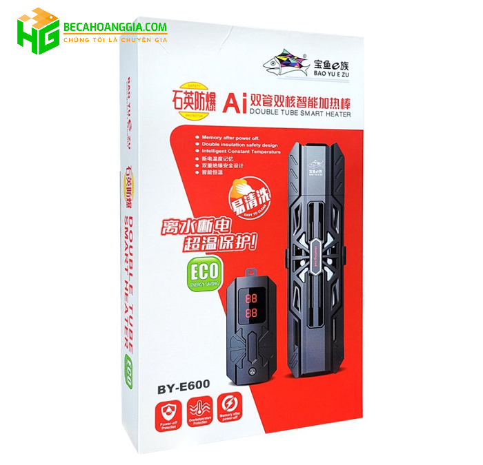 Máy sưởi bể cá Baoyu BY E600 công suất 600W đến 1500W - Bể cá Hoàng Gia