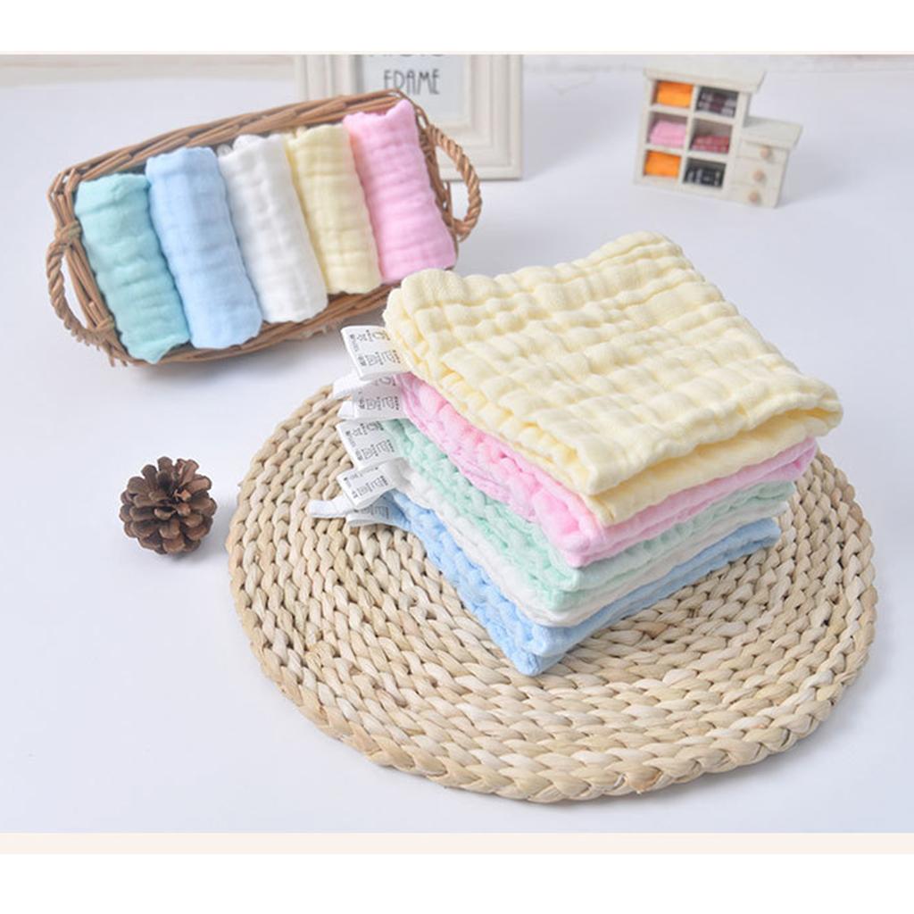 Pure Cotton Infant Face Hand Bath Saliva Towel Baby Bibs Handkerchief blue