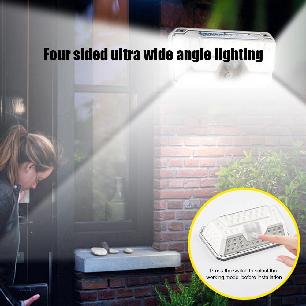 Solar Wall Lamp Corridor Courtyard Street Light Two Lighting Modes IP65 73LED / 44COB+50LED