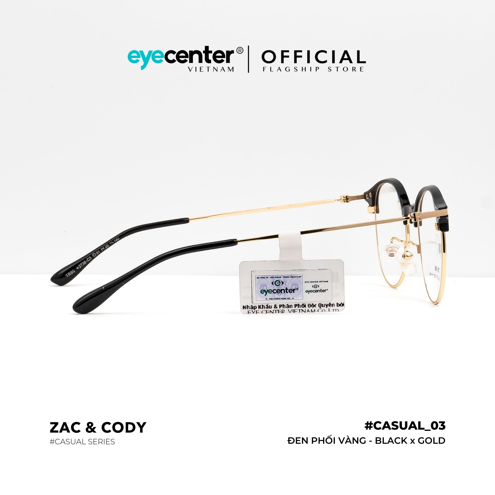 Gọng kính cận nam nữ chính hãng ZAC CODY kim loại chống gỉ nhiều màu C03-S by Eye Center Vietnam