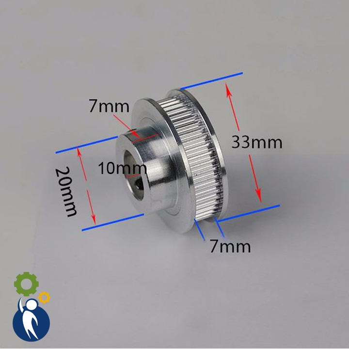 Buly, Puly, Pulley Trục 10mm - 48 Răng, sử dụng với dây đai 2GT-6mm