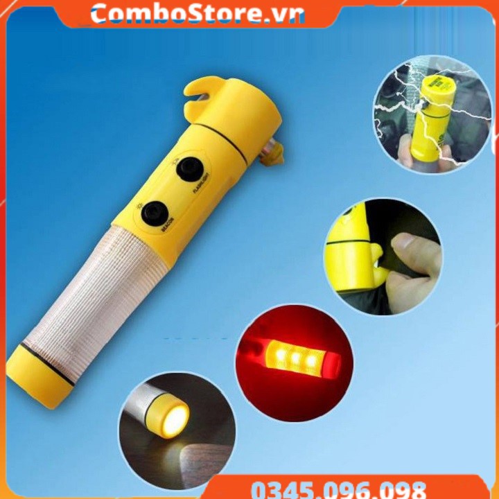Đèn pin khẩn cấp 4 trong 1 - Búa cứu hộ 4 trong 1 - Búa thoát hiểm, đèn khẩn cấp, búa cứu hỏa, cắt dây an toàn